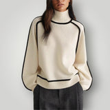 Damen Rollkragenpullover | Warmer, weicher Pullover für Winter – Creme Weiß