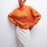 Amelia | Eleganter Strick-Dolcevita-Pullover – Orange