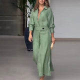Binalee - Midi Kleid Mit Langen Ärmeln – Grün