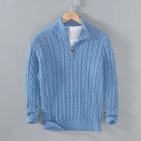 Adam | Eleganter Pullover mit halbem Reißverschluss – Hellblau