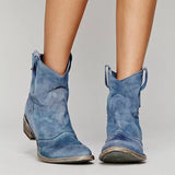 Damen Cowboy Boots mit Blockabsatz und Seitenschlaufen – Hellblau