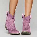 Damen Cowboy Boots mit Blockabsatz und Seitenschlaufen – Violett
