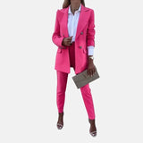 Damen Anzug Set mit Blazer und Hose – Rosenrot