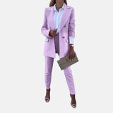 Damen Anzug Set mit Blazer und Hose – Rosa