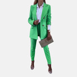 Damen Anzug Set mit Blazer und Hose – Grün