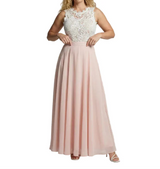 Damen Ärmelloses Maxikleid mit Spitzenoberteil und langem Rock – Hellrosa