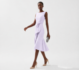Damen Ärmelloses Midikleid mit Asymmetrischem Taillendetail und Ausgestelltem Saum – Lila