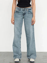 Damen Baggy Jeans mit niedrigem Schnitt und weiter Passform – Hellblau
