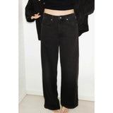 Damen Baggy Jeans mit niedrigem Schnitt und weiter Passform – Schwarz