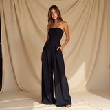 Damen Overall mit weitem Bein – Schwarz