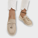 Sarima – Elegante Slipper mit Schnürdetail – Khaki