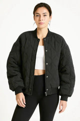 Damen Bomberjacke mit Steppmuster – Schwarz