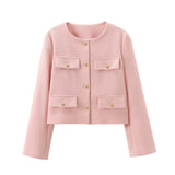 Damen Kurzjacke mit Knopfdetails und geradem Schnitt – Hellrosa