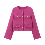 Damen Kurzjacke mit Knopfdetails und geradem Schnitt – Rosa