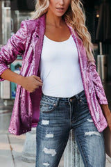 Eleganter Damenblazer mit Pailletten – Rosa