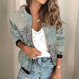 Damen Bomberjacke mit Farbspritzermuster und Reißverschluss – Grau