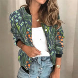 Damen Bomberjacke mit Farbspritzermuster und Reißverschluss – Hellgrün