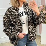 Damen Bomberjacke mit Leopardenmuster und Reißverschluss – Braun mit Leopard