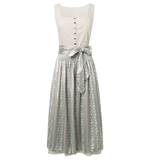 Damen Dirndl Set mit Knopfleiste und Schürze – Grau