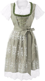 Damen Dirndl Set mit Schnürung und Schürze – Grün