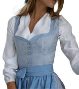 Damen Dirndl Set mit Schürze und Blumenmuster – Weiß