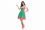 Damen Dirndlkleid Set mit Schürze und Bluse – Karo Grun