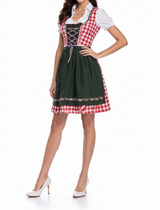 Damen Dirndlkleid Set mit Schürze und Bluse – Grun