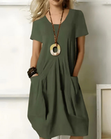 Damen Festliches Sommerkleid mit Taschen | Midi Kleid – Grün