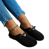 Damen Flache Schuhe mit Riemenstruktur und Geschlossener Form – Schwarz