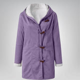 Damen Fleecejacke mit Kapuze und Taschen – Lila