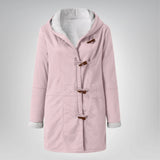 Damen Fleecejacke mit Kapuze und Taschen – Rosa