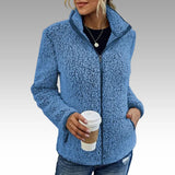 Damen Fleecejacke mit Reißverschluss und Stehkragen – Blau