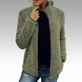 Damen Fleecejacke mit Reißverschluss und Stehkragen – Grün