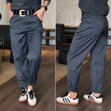 Damen gestreifte Pantalon mit lässigem Schnitt – Dunkelblau