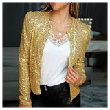 Damen Glitzernde Partyjacke mit Reißverschluss – Gold