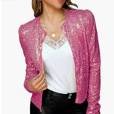 Damen Glitzernde Partyjacke mit Reißverschluss – Rosa