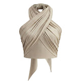 Damen-Halter-Top mit überkreuztem Ausschnitt und Wickeloptik – Beige