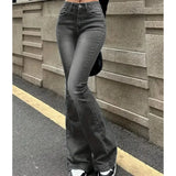 Damen High-Waist Flared Jeans mit Komfortstretch – Grau