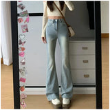 Damen High-Waist Flared Jeans mit Komfortstretch – Hellblau
