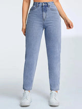 Damen High-Waist Mom Jeans in Hellblau – Blau