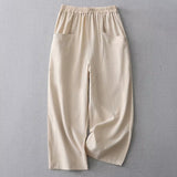 Damen Hose mit elastischem Bund und geradem Beinverlauf – Beige