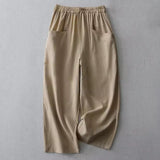 Damen Hose mit elastischem Bund und geradem Beinverlauf – Khaki