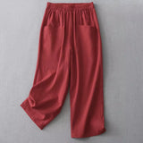 Damen Hose mit elastischem Bund und geradem Beinverlauf – Rot