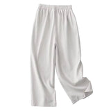 Damen Hose mit elastischem Bund und geradem Beinverlauf – Weiß