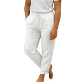 Damen Hose mit elastischem Bund und Kordelzug – Weiß