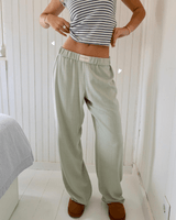Damen Hose mit elastischem Bund und Seitentaschen – Grün