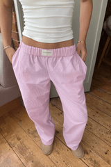 Damen Hose mit elastischem Bund und Seitentaschen – Rosa