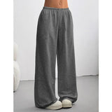 Damen Hose mit elastischem Bund und weitem Bein – Dunkelgrau