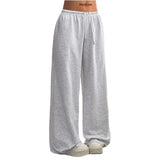 Damen Hose mit elastischem Bund und weitem Bein – Hellgrau