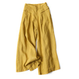 Damen Hose mit Hohem Bund und Weitem Bein – Gelb